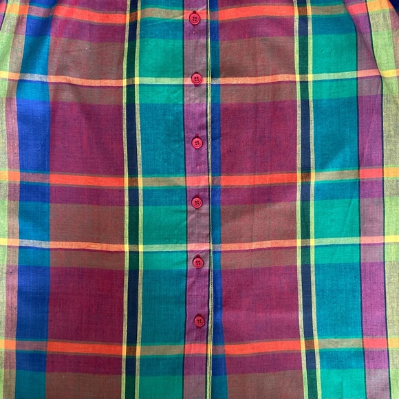 🌈 Tangibles, Vintage Cirque Arc-En-Ciel Madras Plaid Dress - Picture 9 of 16
